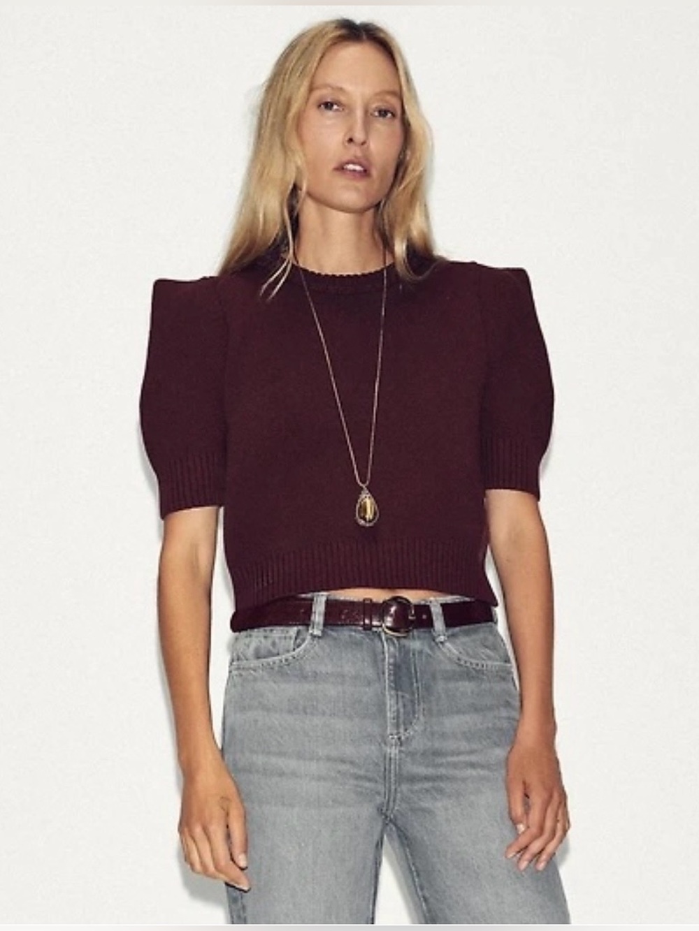 ZARA WOMEN’S SHORT SLEEVE KNIT SWEATER